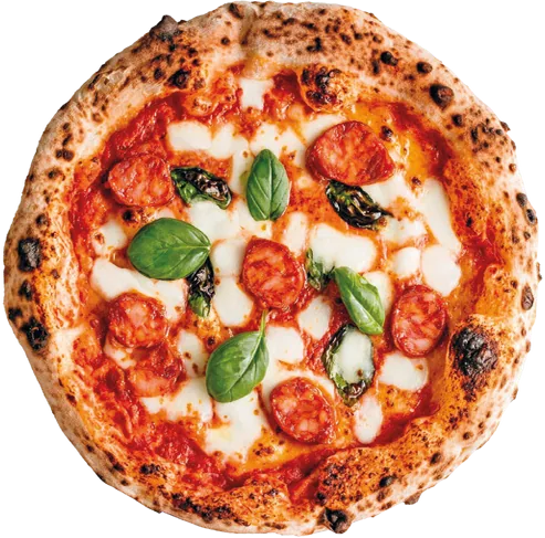 ’Nduja pizza, top view