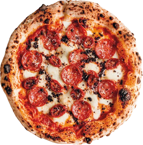 Pepperoni pizza, top view